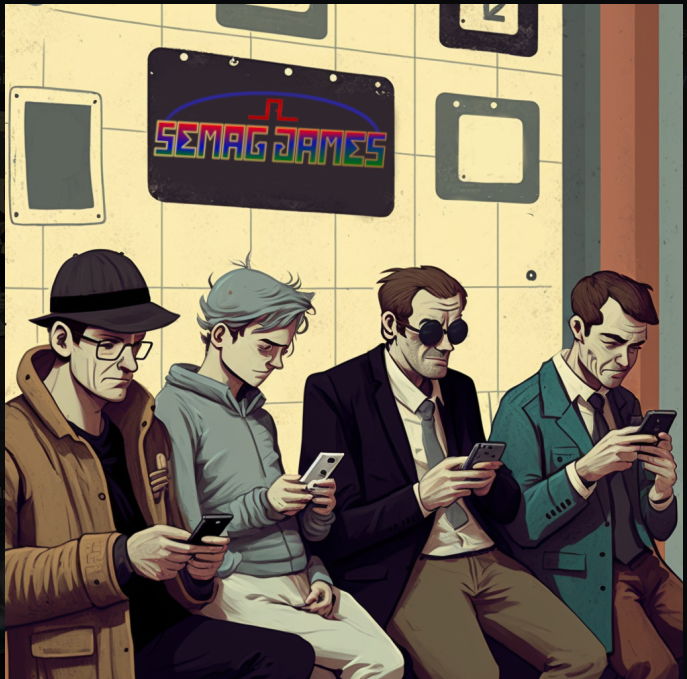 Four persons playing Big Two on their mobile phone